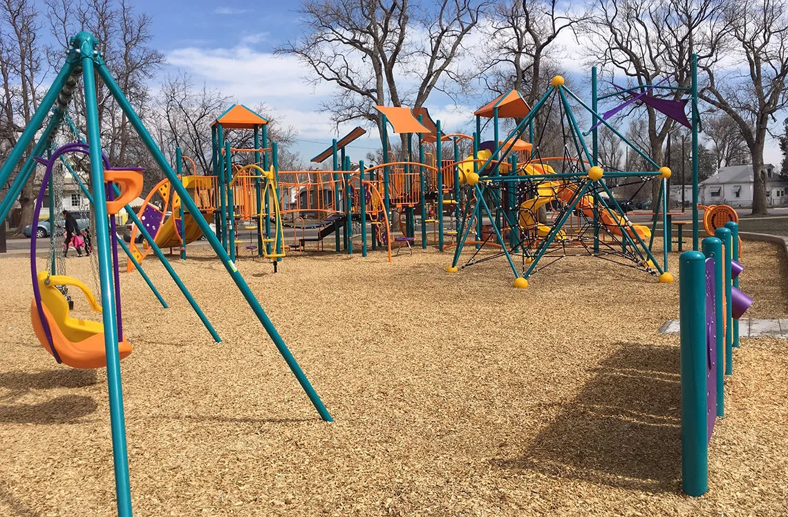 Full playground at Archibeque Park in Greeley, CO